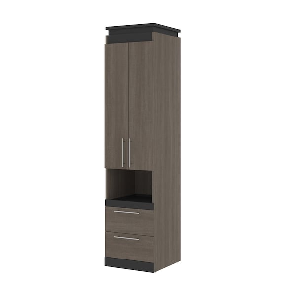 Orion 20W Storage Cabinet with Pull-Out Shelf, Bark Gray & Graphite